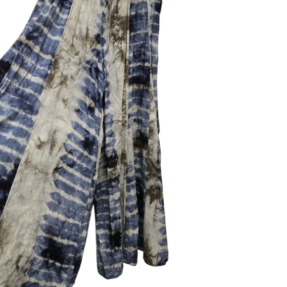 Earthbound Blue and Gray Black Maxi Wide Leg Bohemian Pants - Picture 4 of 7